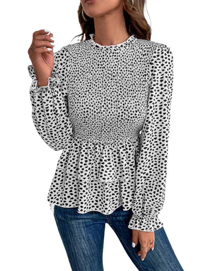 SHOPIQAT New Women's Mid-Collar Printed Long-Sleeved Shirt - Premium from shopiqat - Just $8.500! Shop now at shopiqat